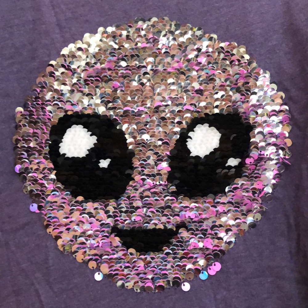 Washed girls alien flip sequins long sleeve shirt